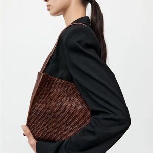 St. Agni- Brown Woven Shoulder Bag- Minimal Mini Tote